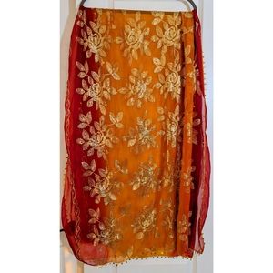 Classic Indian Dupatta Scarf Floral Sequins Hand Embroidery (scarf, veil, wrap)